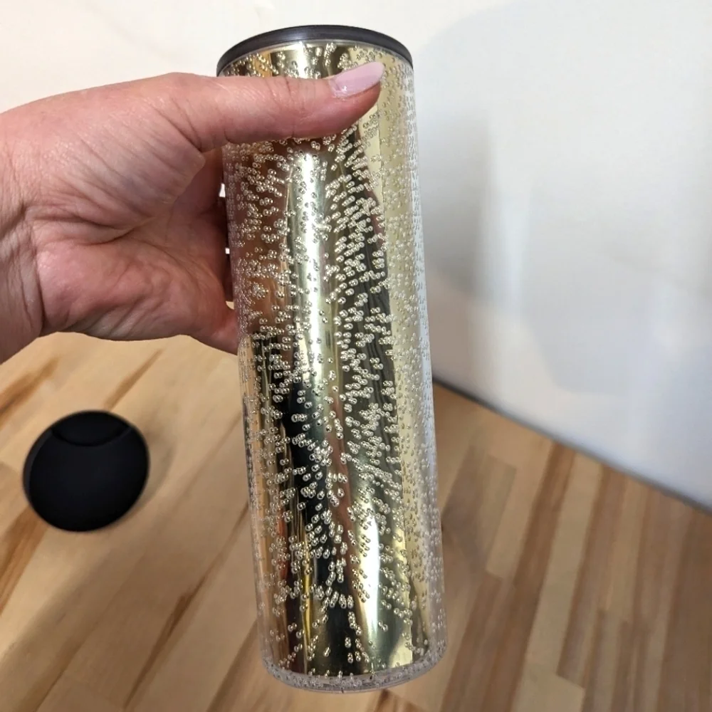 Starbucks limited edition Bubbly Tumbler Tall Thin Champagne Gold Metallic 2020